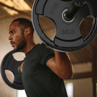 RitFit Olympic Rubber Grip Plates — 2-Inch Barbell Weight Plates for Home & Gym, Available as Singles, Pairs and Sets (2.5/5/10/25/35/45 lb)(m-7)