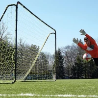 Franklin Sports Competition Soccer Goal – 12'x6' Portable Steel Goal with Net & 6 Galvanized Stakes – Available in Multiple Sizes & Colors(m-7)