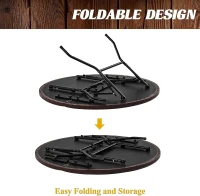 Barrington Round Portable Poker Table for 6 — Dark Green Velvet Play Surface, Faux-Leather Rails, Includes Chips, Cards and Dealing Shoe(m-6)