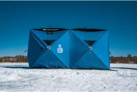CLAM Double-Hub Portable Ice Fishing Thermal Shelter with Anchors, Tie Ropes and Carry Bag(m-9)
