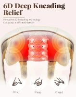 HVZZ 6D Shiatsu Neck & Shoulder Massager with Heat – Portable Rechargeable Deep Tissue Neck and Back Massager (Beige)(m-4)