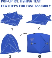 Portable Pop-Up Ice Fishing Tent — Spacious 3–4 Person Winter Shelter, Durable Weather-Resistant Design, Lightweight and Easy to Set Up (Red/Blue)(m-2)