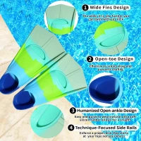 Kids Lap Swim Fins by Fanwill — Short, Comfortable Training Flippers for Children, Boys & Girls, Beginner-Friendly(m-2)