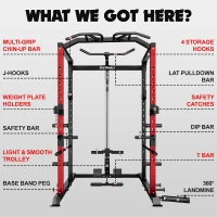 GOIMU C1-V4 Power Cage - 2000 lb Capacity Squat Rack with Lat Pulldown and Multi-Function Attachments for Home Garage Gym(m-3)
