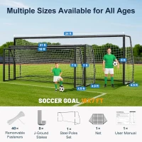 MOPHOTO Foldable Soccer Goals (6x4/8x6/10x6.5/12x6/16x7/18.5x6.5/21x7/24x8 ft) – Backyard & Full-Size Training Goals for Teens and Adults(m-5)