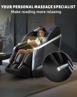 RelaxRelife 4D Full-Body Massage Chair with 166° Flexible SL Track, Reading Lamp, 18 Modes, 11 Techniques, 36 Airbags, Zero Gravity Recliner, Yoga Stretch & Foot Massage (Black)(m-6)