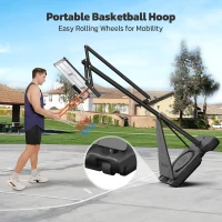 Portable Basketball Hoop System with 44/48"" PC Backboard, Quick Height Adjustment to 10 ft, Wheeled Base for Backyard/Driveway/Court(m-6)