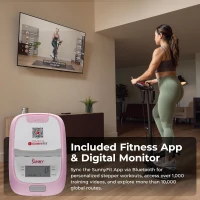 Sunny Health & Fitness Total Body 2-in-1 Smart Stepper with Handlebar & Resistance Bands, Adjustable Hydraulic Stepper, LCD, Non-Slip Pedals — 330 lb Capacity(m-4)