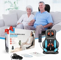 COMFIER Shiatsu Neck & Back Massage Pad with App Control — 2D/3D Deep-Kneading Chair Massager with Compression, Rolling, Vibration and Heat — Black Full-Body Massage Cushion(m-8)