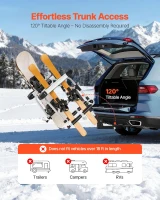 VEVOR Hitch-Mounted Ski & Snowboard Rack for 2-Inch Receiver, Carries up to 6 Pairs of Skis or 4 Snowboards, Includes Key Lock, Security Strap, 120° Tilt Access & Rubber Padding(m-4)