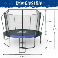 123JUMP by Skywalker — 10/12/14 ft Round Outdoor Trampoline with Enclosure & Ladder, ASTM F381-16 Certified, Spring Pad Cover & Heavy-Duty Jump Mat(m-4)