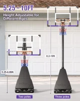 TONBUX Portable Basketball Hoop Outdoor 44/48"" Shatterproof PC Backboard, Stepless 5.25–10 ft Height Adjustment, Wheeled Base for Backyard & Driveway(m-9)