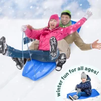 Slippery Racer Downhill Xtreme Flexible Toboggan — Plastic Snow Sled for Adults & Kids, Up to 2 Riders, with Pull Rope and Handles(m-5)