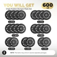 AMGYM 2-Inch Olympic Bumper Plate Bulk Set – Multi-Pair Rubber Plates for Home & Commercial Gyms(m-2)