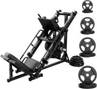 RitFit Pro Adjustable Leg Press & Hack Squat Station with Barbell Plate Set, Linear-Bearing Home Gym Equipment for Comprehensive Lower-Body Workouts and Weight Storage(m-9)
