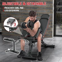 XDDIAS 900 lb Adjustable Workout Bench with Leg Extension/Curl, Extended Headrest & Preacher Pad – Incline/Decline/Flat (Includes 55 lb Adjustable Dumbbells)(m-5)