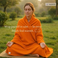 Yogikuti Iyengar Thick Handwoven Cotton Yoga Blanket Set of Two – Premium Support for Restorative Yoga, Meditation & Pranayama (Orange)(m-3)