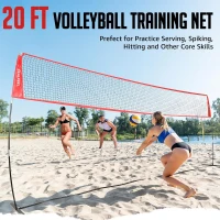 20ft Volleyball Training Net – Portable Freestanding Practice System, Height-Adjustable with Carry Bag for Backyard & Indoor Drills(m-2)