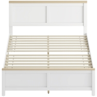 HOMCOM Full Bed Frame with Headboard, Modern Platform Bed Frame with Wooden Slats, No Box Spring Needed, Easy Assembly, White