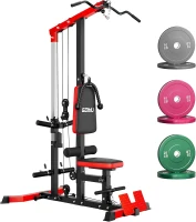 LS01 3-in-1 Lat Pulldown & Cable Row Tower with AB Crunch – Compact Pulley Station for Home Gym(m-1)