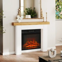 HOMCOM Modern Fireplace Mantel, Freestanding Fireplace Surround with Leg for Electric Fireplaces, 51.2" W x 40.6" H, Natural Wood(m-7)