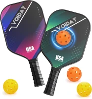 2-Pack Fiberglass Pickleball Paddles with 4 Balls — USAPA Approved, Lightweight Durable Rackets for Beginners to Pros(m-1)
