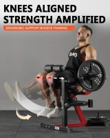 GMWD LE02 Plate-Loaded Leg Extension & Curl Machine, Adjustable Lower-Body Exercise Bench with Rotary Leg Attachment, Home Gym Thigh Trainer (Red)(m-3)