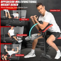 OPPSDECOR 6-in-1 Adjustable Weight Bench with Leg Extension/Curl & Preacher Pad (660 lb)(m-5)