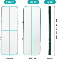 Portable Inflatable Gymnastics Air Track — 6ft/10ft/13ft/16ft/20ft, 4in or 8in Thickness with Included Electric Pump — Ideal for Training, Cheer, Yoga, Pool and Beach(m-3)