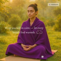 Yogikuti Iyengar Thick Handwoven Cotton Yoga Blanket Set of Two – Premium Support for Restorative Yoga, Meditation & Pranayama (Purple)(m-4)