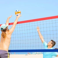 Outdoor Heavy-Duty Volleyball Net Set with Anti-Sag Design, Adjustable Aluminum Telescoping Poles, Portable for Backyard, Grass & Beach(m-9)