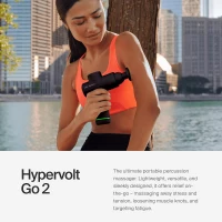 Hyperice Hypervolt GO 2 — Black Handheld Percussion Massage Gun with QuietGlide Technology, 3 Speeds & 2 Interchangeable Heads — USB-A to USB-C Charging, FSA/HSA Eligible(m-3)