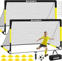 Kids Soccer Goal Set — 2-Pack Pop-Up Nets (7x5 & 6x4 Options) with Ball, Pump, Cones & Carry Bag — Portable Training Kit for Ages 3–16(m-1)