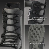 5th Element ST Lace + Dial Men's Snowboard Boots — Black, Compatible with Standard Strap Bindings, Waterproof Interior Liners, Built for All-Mountain Performance(m-2)