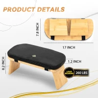 Bamboo Folding Meditation Bench — Seiza Kneeling Stool with Cushion (Black)(m-3)