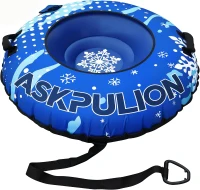 48"" Heavy-Duty Inflatable Snow Tube with Canvas Cover, Padded Handles, Thick Bottom & Tow Rope — Cold-Resistant Winter Sled (Includes Repair Patches)(m-1)