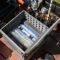 YakAttack BlackPak Pro 13in x 13in Kayak Fishing Crate – Battleship Grey, 3 TetherTube Rod Holders | Compact Lightweight Durable Customizable(m-5)