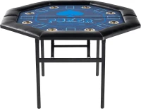 Barrington 48"" Folding Octagon Poker Table with Felt Play Surface, Padded Faux-Leather Rail and Built-In Cup Holders — 8-Player(m-1)