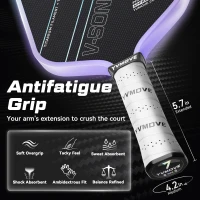 Pickleball Paddle for Advanced Players | Titanium-Carbon Hybrid Face | V-SONIC IV 16mm Core | Mid-Weight, Extended Grip | Large Sweet Spot | USAPA Approved(m-5)