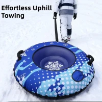 48"" Heavy-Duty Inflatable Snow Tube with Canvas Cover, Padded Handles, Thick Bottom & Tow Rope — Cold-Resistant Winter Sled (Includes Repair Patches)(m-5)