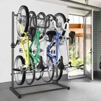 WALMANN Freestanding 5-Bike Floor Stand | Heavy-Duty Vertical Bike Storage for Garage & Shed, No Drilling Required(m-2)