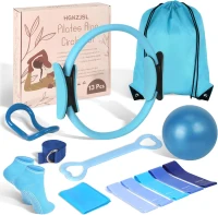 Home Pilates Essentials Kit for Women — 9"" Yoga Ball, Figure-8 Resistance Band, Pilates Ring & Accessories, Beginner-Friendly Set(m-1)