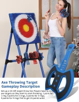 4-in-1 Bristle Axe Throwing Target Set with 8 Long-Handled Axes & 8 Star Darts - Indoor/Outdoor Yard Game(m-6)