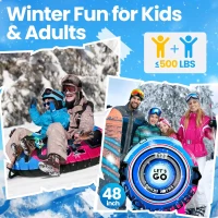 ZIZZ 48-inch Heavy-Duty Inflatable Snow Tube with Premium Canvas Cover — Kids & Adults(m-4)