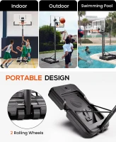 Mayfire Adjustable Kids Basketball Hoop — Portable Goal with Wheels, Height Adjustable (4.8–10 ft), 33"" Shatterproof Backboard, Ideal for Driveway or Backyard(m-4)