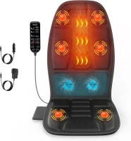 Heated and Cooled Massage Seat Cushion — Deep Vibration Therapy with Dual Adapters, Portable Chair Massager for Full-Body Comfort, Gift for Parents(m-1)