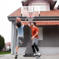 Portable Adjustable Basketball Hoop System 10ft with 45/48in Steel-Framed Backboard — Stable, Wheeled Design for Youth and Adult Play(m-8)