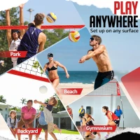 12ft/20ft Height-Adjustable Freestanding Volleyball Training Net for Backyard, Portable Pop-Up Practice System with Carry Bag(m-6)