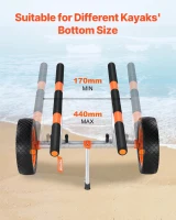 VEVOR Kayak Cart — Heavy-Duty Kayak Trailer with 450 lb Capacity, Detachable Canoe Trolley, Adjustable Width & Nonslip Support, 12"" Solid Tires(m-5)