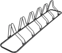 CyclingDeal Floor Bike Rack for Up to 6 Bicycles | Indoor Garage & Home Storage Stand with Tire Grooves, Holding Plates & Custom Spacing (Up to 29"")(m-1)